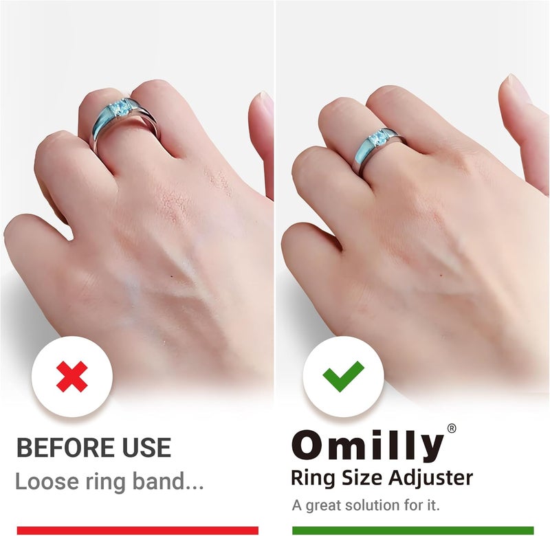 Omilly 14 Sizes Ring Sizer Adjuster for Loose Rings, Silicone Ring Guards Invisible Ring Spacers Fitter, Transparent Ring Resizer Tightener for Women and Men - Image 4